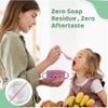 SnugglyBites Unbreakable Bowls for Babies & Toddlers with Spoon and Plate, Eco-Friendly Wheat Straw, Stay Put Suction, BPA-Free, Microwave & Dishwasher Safe, Lightweight, No Soap Taste (Pink&White) view 2