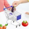 Fenteer Mini Shopping Cart,Children Push Cart Toy,Supermarket Metal Handcart Toy,Multi Use Mini Supermarket Storage Toy,Pretend Play, Blue view 3