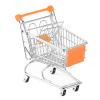 Bothyi Mini Shopping Cart Basket Desktop Organizer Supermarket Handcart Toy Ornament Creative Mini Storage Basket Kids Push Cart Toy, Orange view 1