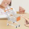 Bothyi Mini Shopping Cart Basket Desktop Organizer Supermarket Handcart Toy Ornament Creative Mini Storage Basket Kids Push Cart Toy, Orange view 3
