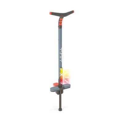 Chillafish Poogi Kids Glow Light-Up Pogo Stick with Centralized Extra Foot Pedal to Balance on One Foot and Versatile Soft-Touch Handgrip for One or Two Hands, Ages 5+, up to 77-lbs., Papaya