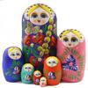 Set of 7 Pcs Traditional Russian Matryoshka Dolls Girl with Flower Nesting Dolls Long Pigtail Girl with Strawberry Handmade Wooden Dolls For Birthday Christmas Kid Stacking Toy Gift Home Decor view 1