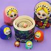 Set of 7 Pcs Traditional Russian Matryoshka Dolls Girl with Flower Nesting Dolls Long Pigtail Girl with Strawberry Handmade Wooden Dolls For Birthday Christmas Kid Stacking Toy Gift Home Decor view 4