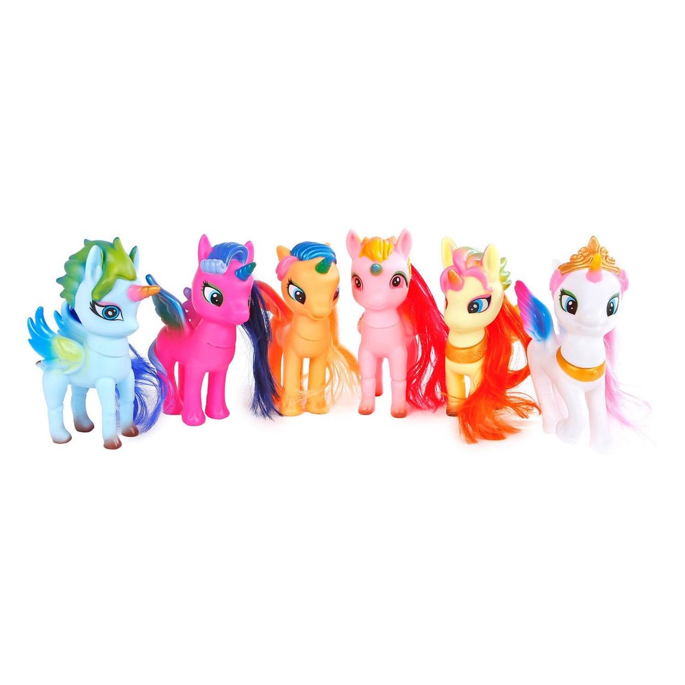 14 cm Unicorn Toy with Hair and Rotating Head