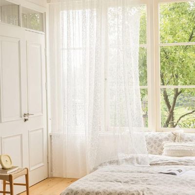 HooHero White Light Luxury Girl Princess Style Lace 54 Wide Kids Baby Sheer Curtains Home Decor for Living Room Bedroom Patio
