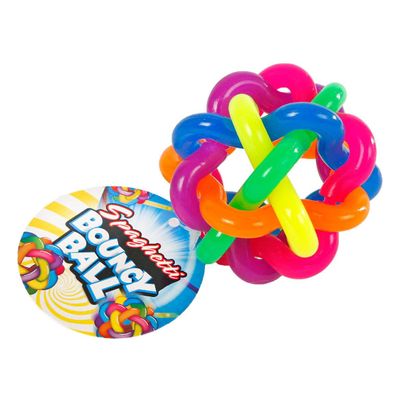 ToysCentral Basics Rainbow Spaghetti Bouncing Ball, 6.5 cm, Kid, Plastic, Red