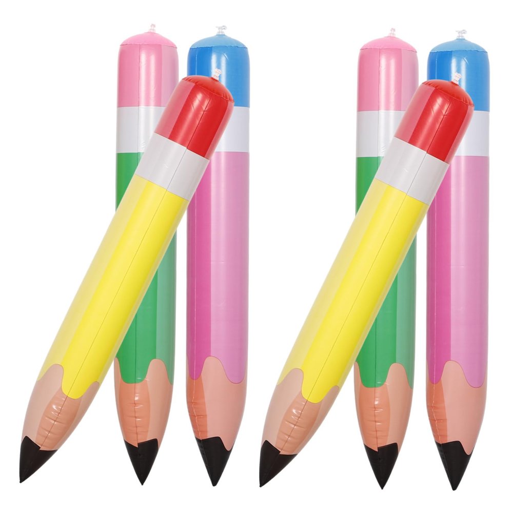 Abaodam 6pcs Giant Inflatable Pencil Balloons Fun Crayon Decor for Back to School Graduation Birthday Parties Lightweight Sturdy