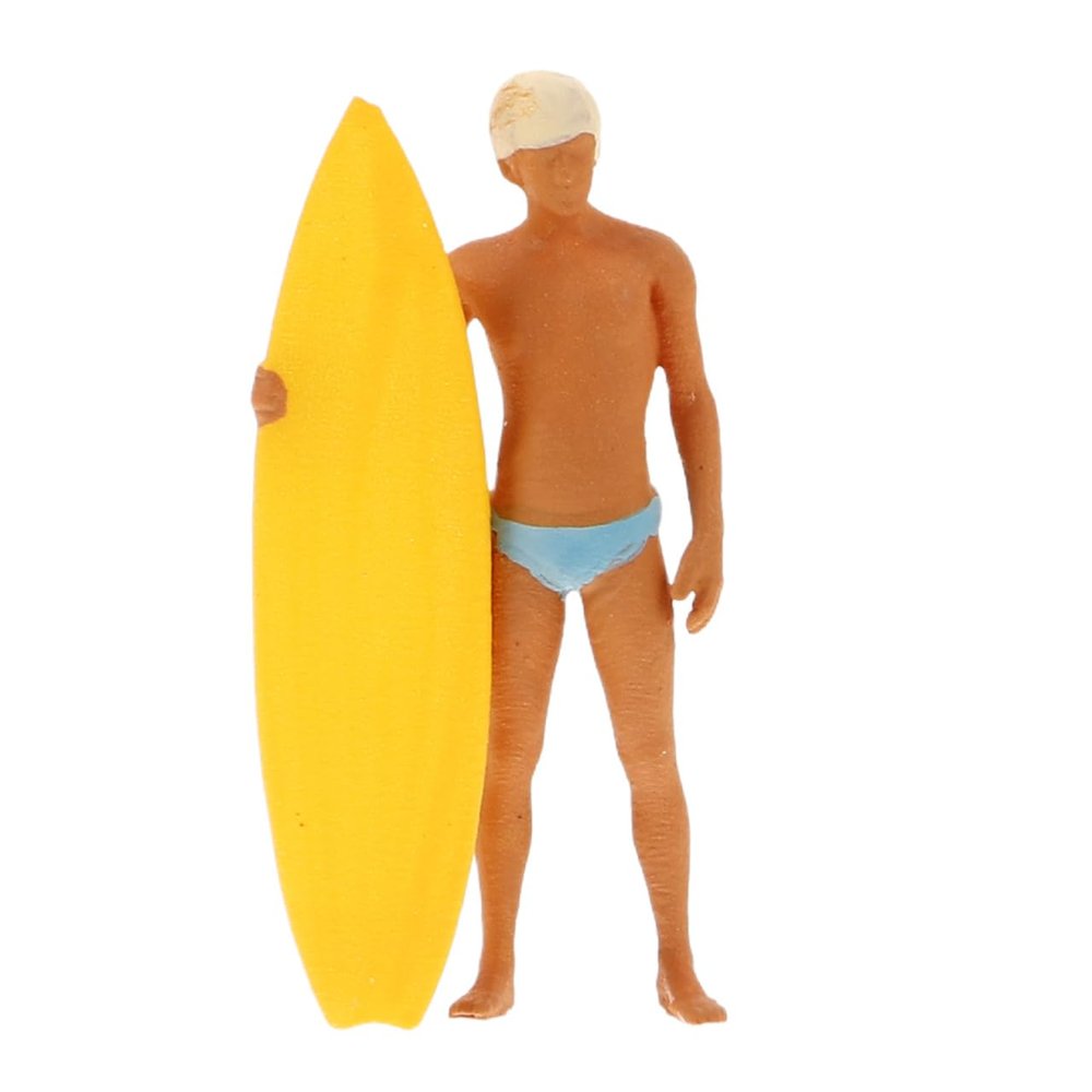 Abaodam Miniature Surfer Boy Figurine 1:64 Scale Ocean Surfer Toy Beach Party Set Collectible Miniature for Adults