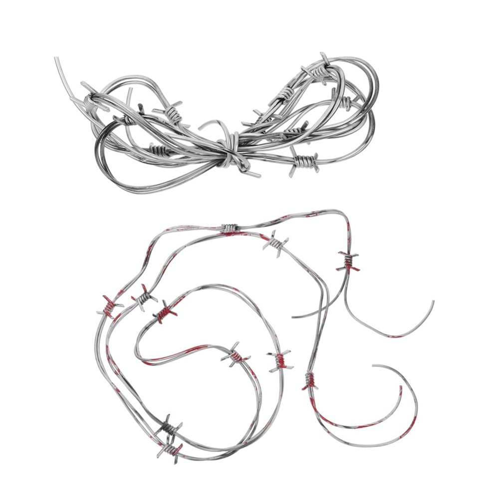 Abaodam 2pcs Fake Barbed Wire Halloween Prop Gothic Plastic Decoration for Haunted House Prank Barbed Wires for Scary Party Atmosphere Multi-Scene Use Easy Assembly