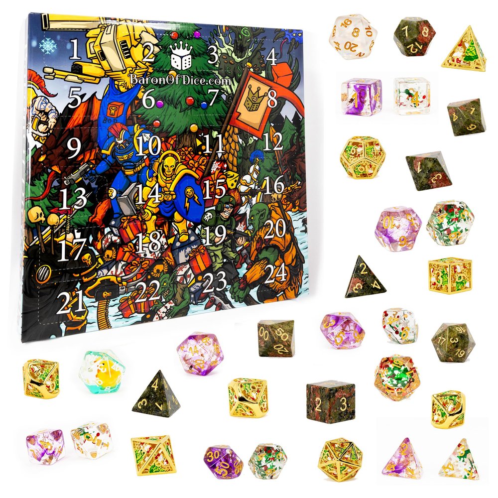 BARON OF DICE Advent Calendar, Holiday 2024, Gift Set for D&D Players, RPG Fans, Dice Lovers