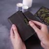 INCARNE Tarot Card Box with Magnetic Clasp - Tarot Card Holder for Most Standard Tarot Cards, Genuine Leather, Vintage Gray view 4