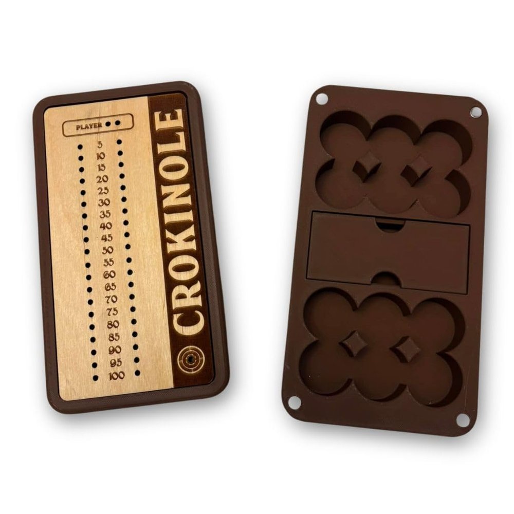 Crokinole Score Keeper with Pegs and Discs for Table Games & Family Fun: Perfect for 2 Players. Compatible with Your Crokinole Board Game or Even Tabletop Shuffleboard! (Set Without Discs)