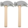 Vaguelly 2Pcs Dark Grey Wooden Hammer Toy Set for Kids - Mini Hammer for Toddlers Educational Pounding Tool Construction Play Portable and Easy to Clean view 1