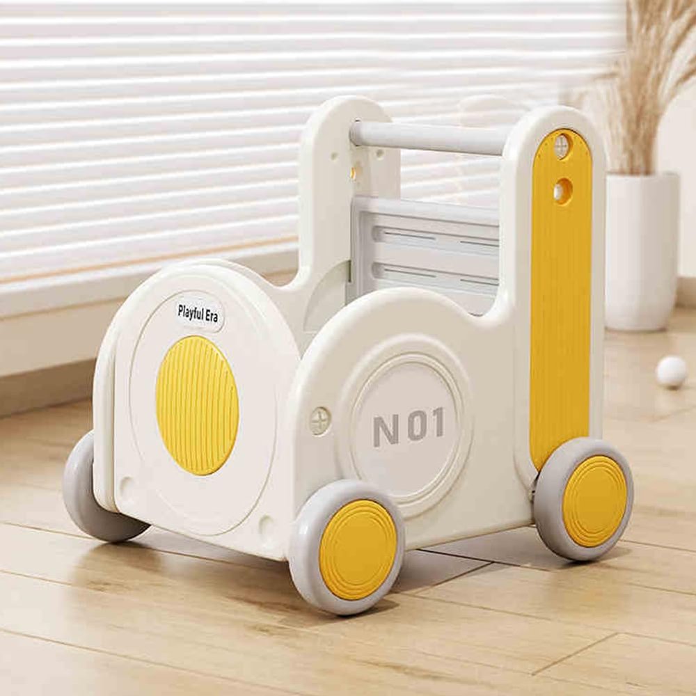 Children's Train Toy BoxCart for Toddlers 1-3 with Wheels, Drawstring, and Handle for Riding, Walking, Towing, and Storage. Load Capacity 170LBS Great Gift for Toddler Boys and Girls(Train-Yellow)