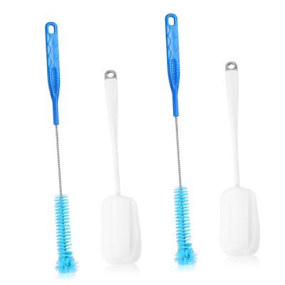 1set Sponge Brush and Bottle Cleaning Brush Kit Set for Narrow and Wide Mouth Bottles Ergonomic Long Handle Non-Slip Design for Home and Travel Use