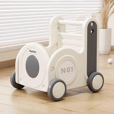 Children's Train Toy Box,Cart for Toddlers 1-3 with Wheels, Drawstring, and Handle for Riding, Walking, Towing, and Storage. Load Capacity 170LBS Great Gift for Toddler Boys and Girls(Train-Grey)