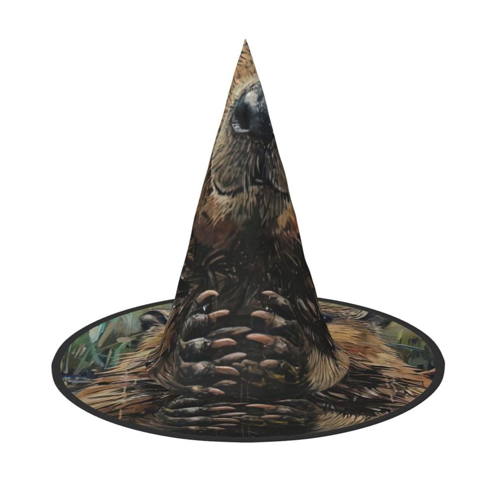 BGSHJVF Beaver Print Halloween Witch Hat Cosplay Caps Halloween Decoration Costume Accessories For Halloween Party