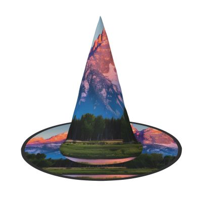 BGSHJVF Grand Teton National Park Print Halloween Witch Hat Cosplay Caps Halloween Decoration Costume Accessories For Halloween Party