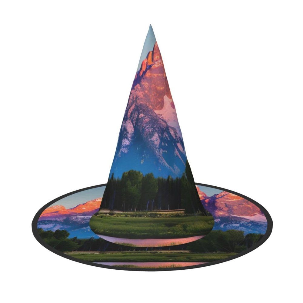 BGSHJVF Grand Teton National Park Print Halloween Witch Hat Cosplay Caps Halloween Decoration Costume Accessories For Halloween Party
