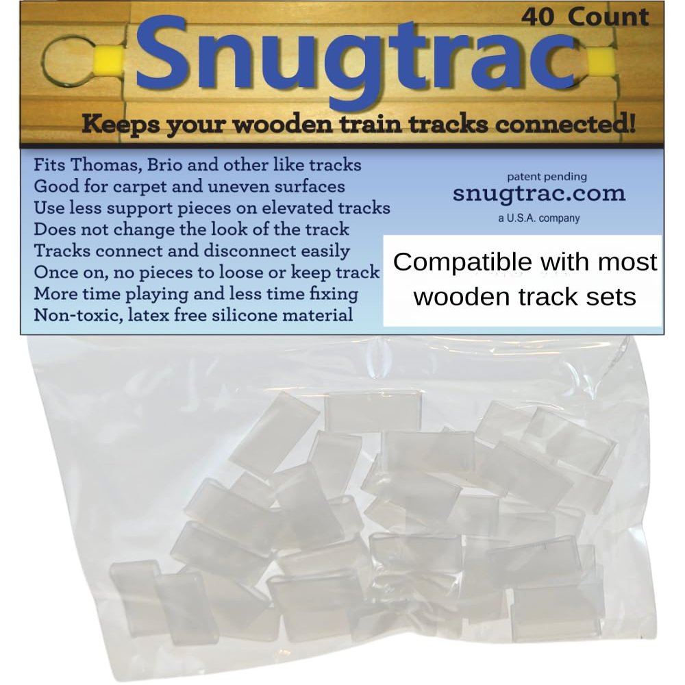 Sure Trac Wooden Train Track Fasteners for Wooden Railroad Set | Holds Wood Tracks Together | Set Accessories | Train Table Toddler Train Set Track Supports | for Wood Train Table |40ct