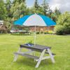 Beright 3-in-1 Kids Sand and Water Table, Wood Outdoor Convertible Picnic Table with Umbrella, 2 Trays, Activity Table for Outdoor Backyard Patio Play (Gray) view 2