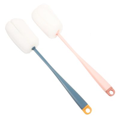 2pcs Bottle Brush Stand Long Handle Brush for Cleaning Cups Bottles Plastic Sponge Material Easy Storage