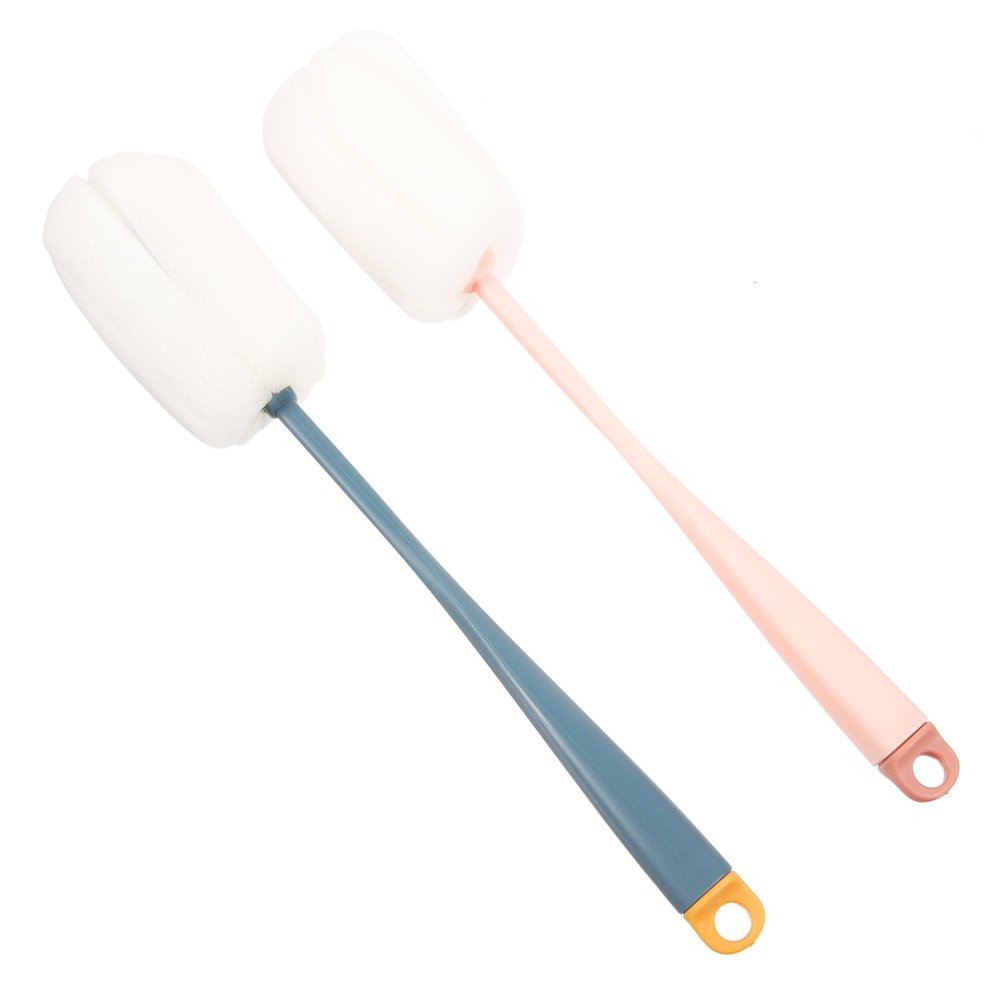 2pcs Bottle Brush Stand Long Handle Brush for Cleaning Cups Bottles Plastic Sponge Material Easy Storage