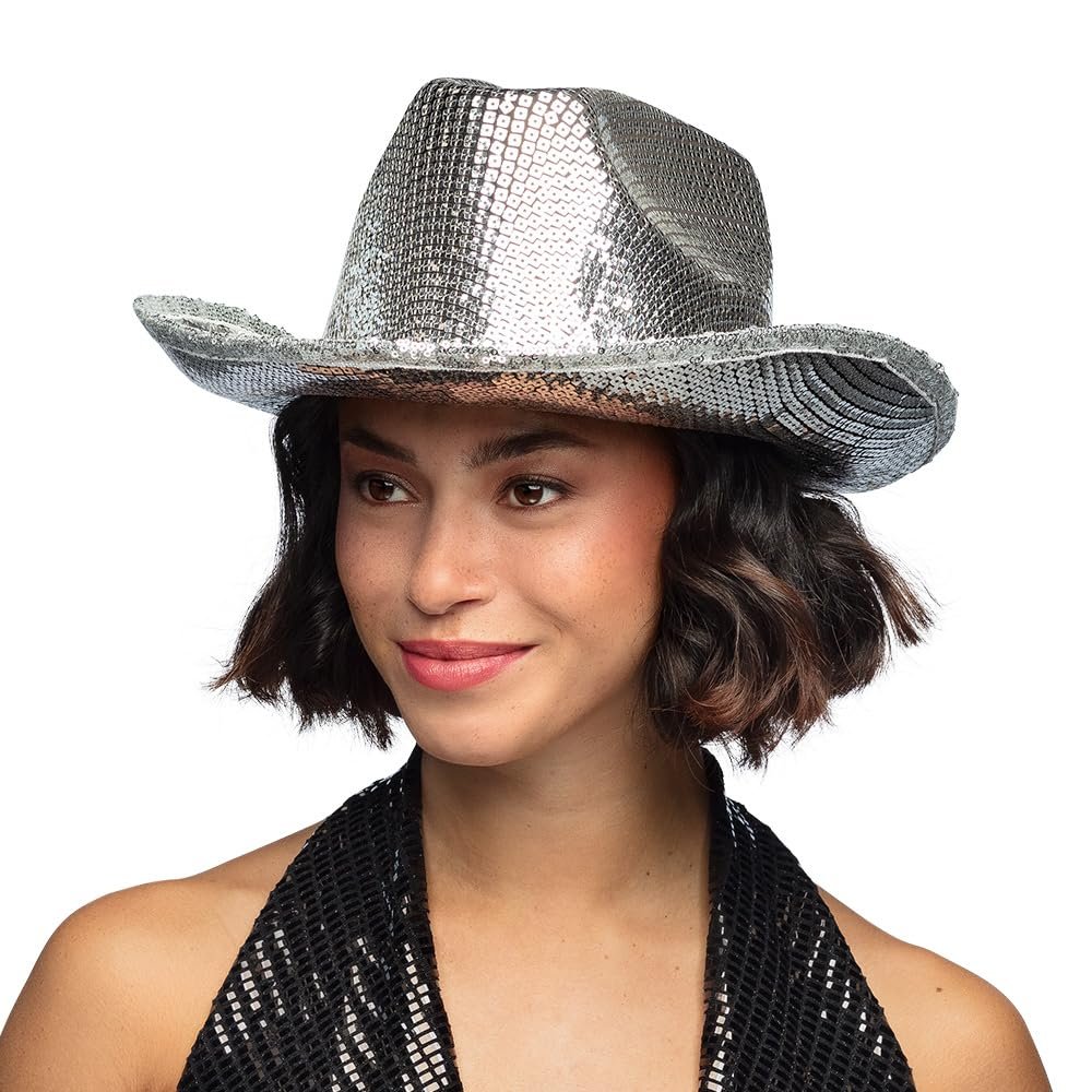 Boland - Cowboy Hat, Headwear, Accessory for Western Costumes, Accessories for Festival, Carnival or Theme Party, Silver