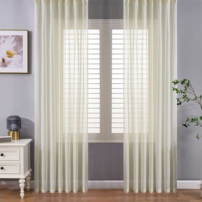 Japanese Simple Plain Linen Kids Baby Room Home Decoration 54 Width Sheer Curtains Voile Gauze Panel for Living Room Bedroom