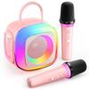 Mini Karaoke Machine for Kids Adults: Portable Karaoke Machine with 2 Wireless Mics for Home Party - Singing Karaoke Speaker Toy Gift for Girls Boys Ages 4 5 6 7 8 9 10 11 12+ Years Old Birthday view 1