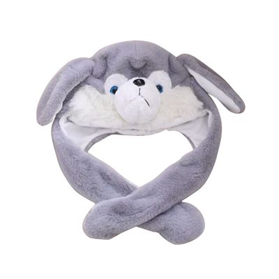 Abaodam Funny Husky Hat Movable Ears Plush Dog Toy for Adults Boys and Girls The Animal