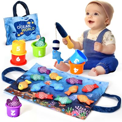 BAHIAKLO Montessori Toys for 1 Year Old Boy Girl Gifts, Cloth Fishing Game Toddler Toy 1-3, Sorting Learning Baby Toys 6-12-18 Months, One Year Old Girl Boy Gifts