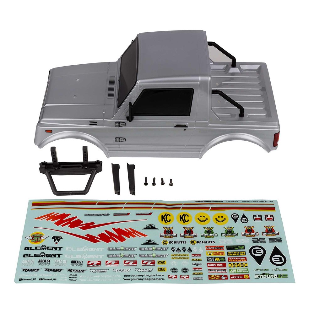 Team Associated Enduro12, Bushido Body Set, Silver, ASC41143