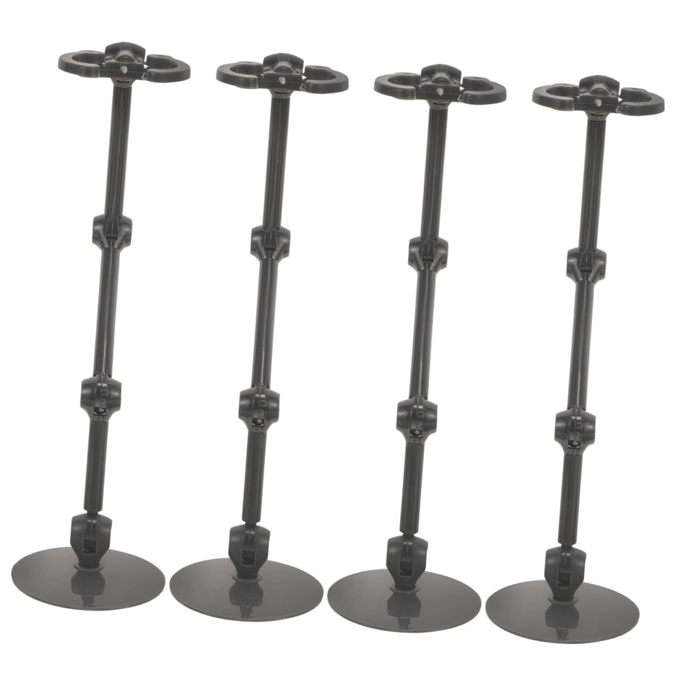 BCOATH 4pcs Action Figure Display Stand Model Support Rack for Dolls Toys Collectibles Easy to Assemble Display Holder Base Gray