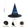 Zhuanyun Blue Galaxy Star Moon Mountain print Pointed Hat Halloween Witch Hat Witch Witch Cosplay Accessories view 4