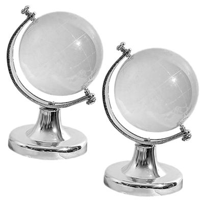KONTONTY 2pcs Transparent Crystal Globe Table Decor Adorable Desktop World Map Handicraft for Festivals Smooth Display for Photos and