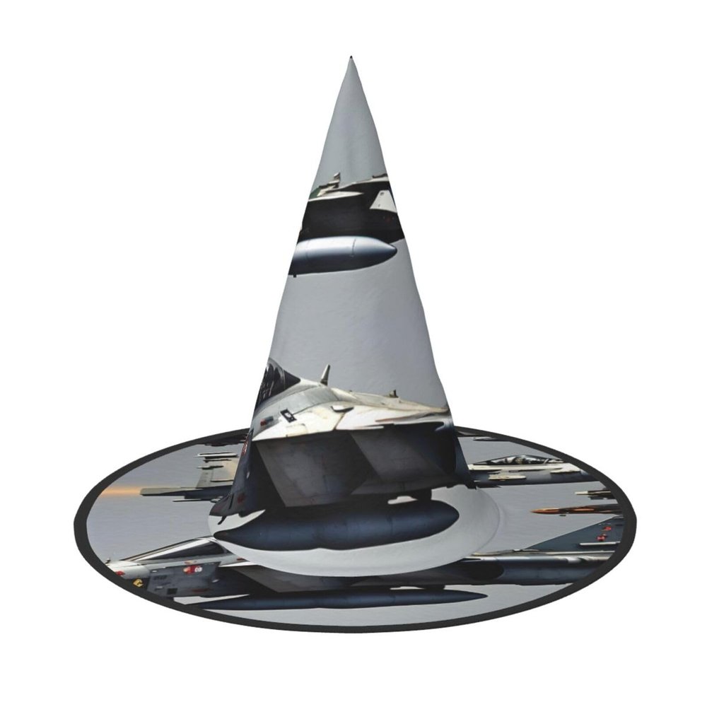 BGSHJVF Aircraft Fighter Jets Print Halloween Witch Hat Cosplay Caps Halloween Decoration Costume Accessories For Halloween Party
