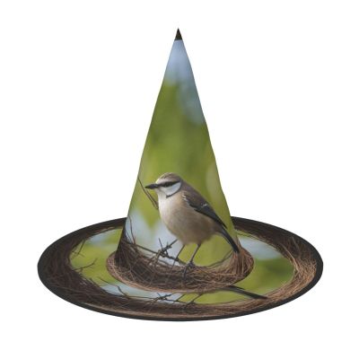BGSHJVF Birds Nest Print Halloween Witch Hat Cosplay Caps Halloween Decoration Costume Accessories For Halloween Party