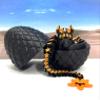 3D Printed Dragon with Dragon Egg, Articulated Black and Orange Cherry Blossom Dragon, Executive Desk Toy, Fidget ADHD Autism Toy D064-BE view 1
