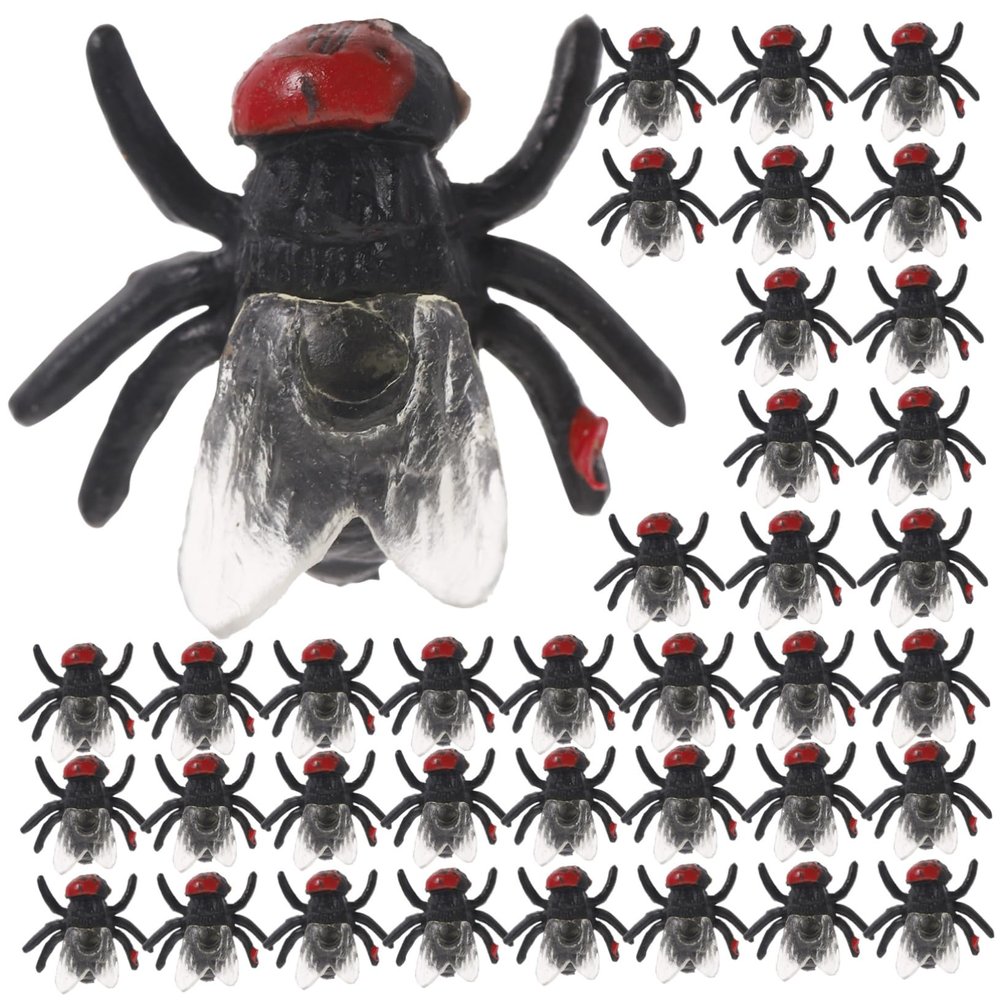 BRIGHTFUFU Giant Fake 50pcs Artificial Fly Props Tricky Halloween Toys April Fool's Day Prank