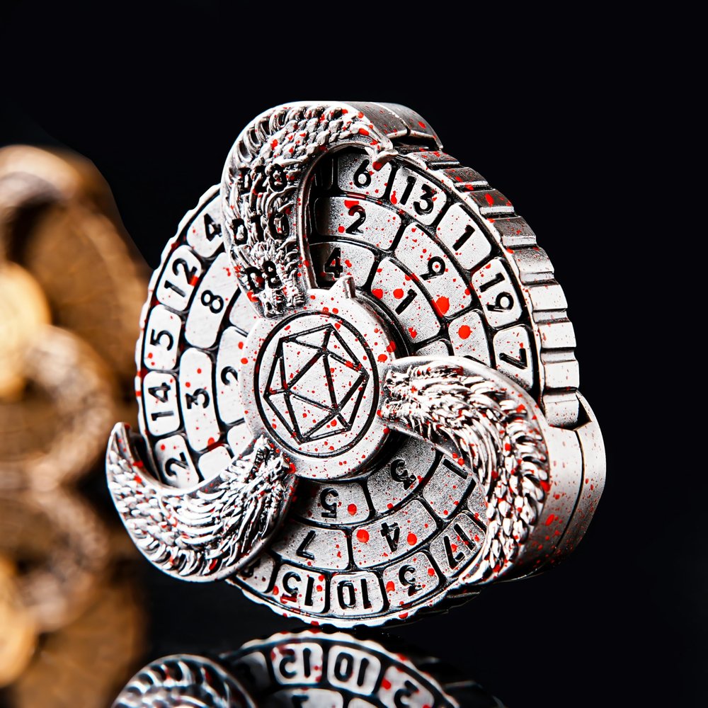 7-in-1 Spinner DND Dice Set, Rotate Metal Rotate Dungeons and Dragons DND Compass Dice, Cool RPG Role Playing Table Game Dice(Blood)