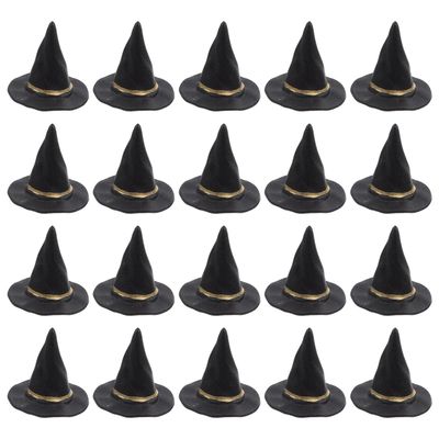 Alasum Mini Witch Hats for Crafts Halloween Party Decorations Dollhouse Accessories Small Black Witch Hat Ornaments for Diy Micro Landscape Photo Props