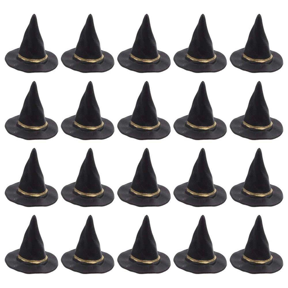 Alasum Mini Witch Hats for Crafts Halloween Party Decorations Dollhouse Accessories Small Black Witch Hat Ornaments for Diy Micro Landscape Photo Props