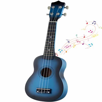 21 Inch 4 String Wooden Acoustic Guitar Ukulele Musical Instruments Perfect for Beginner (Blue)