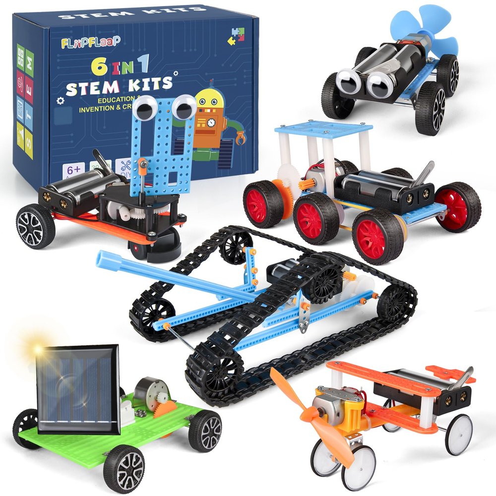6-in-1 STEM Kit for Kids Ages 6-12, STEM Toys for Boys Ages 8-12, Robot Building Kit & Car Crafts for Kids, Science Activities Robotics Kits for 6 7 8 9 10 12 Year Old Boys Girl Birthday Gifts