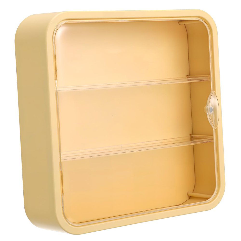 OFFSCH Wall-mounted Display Case Figures Cream Yellow Adhesive Holder Door Plastic Organizer for Collectibles Easy Installation No-trace Adhesive