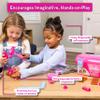 Barbie Tool Box Playset  18 Piece Deluxe Tool Set, Pretend Play Construction Tools with Tape Measure, Girls Pink Tool Box with Handle, Perfect Preschool Role Play Toy for Kids view 3