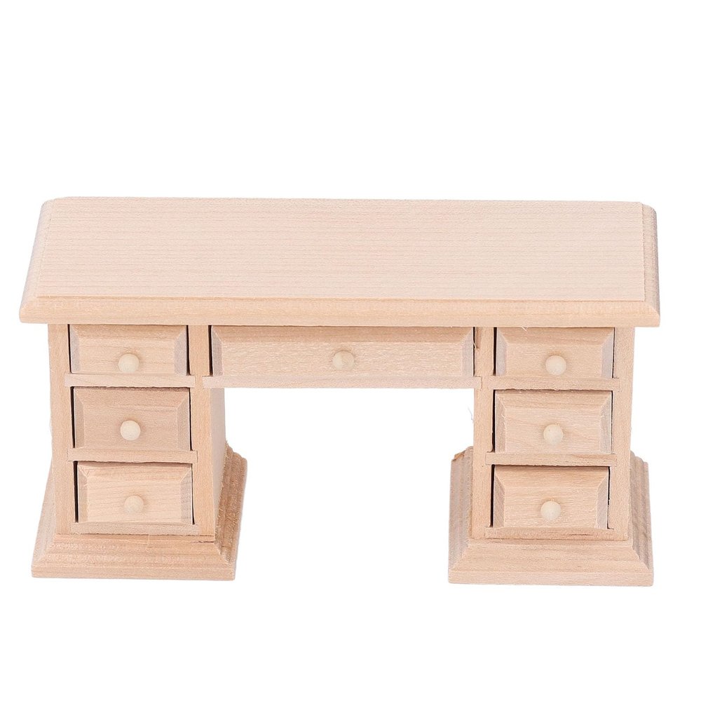 1: 12 Office Table Miniature Model Doll House Furniture Accessories Simulated Unpainted Writing Desk Office Chair Furniture Model Toy for Dollhouse Scene Decoration Accessories