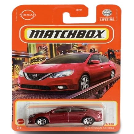 Matchbox 2016 Nissan Sentra, 1:64 Scale, Red, 9/100