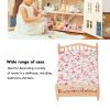 1/12 Miniature Dollhouse Bed Elegant Miniature Bed Furniture Decorative Wooden Dollhouse Bed Floral Furniture Miniature Bed Accessories view 4